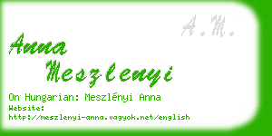 anna meszlenyi business card